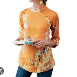Soft Surroundings Pauleena Asian Floral Blouse